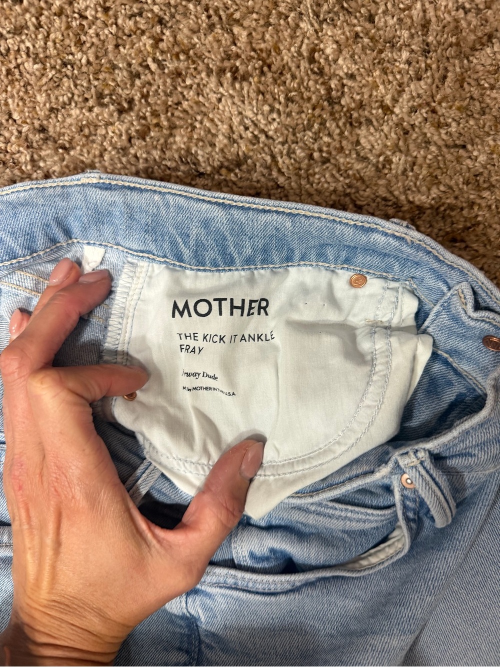 MOTHER Light Blue High-Rise Wide-Leg Jeans with Frayed Hem - Picture 2 of 3